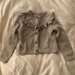 Mini Boden champagne sparkle kids sweater with ruffle